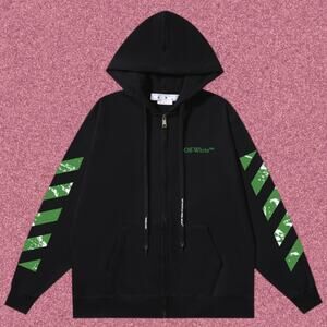 Off-White Black Men's Zip Up Hoodie